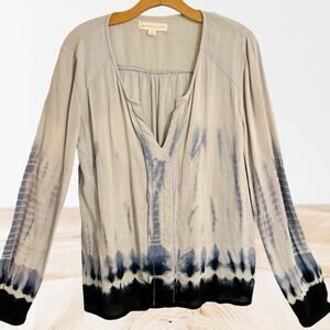 Lovestitch Art to Wear Free Dye Top Sz S Blues Pullover Loose Slouchy Lagenlook